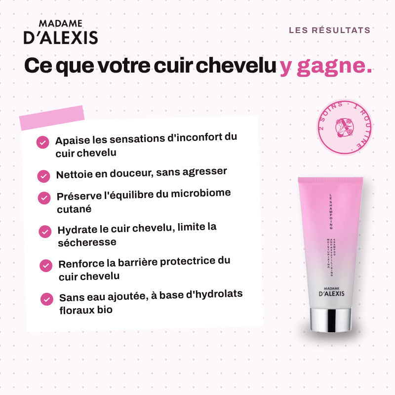 Le Pack Cuir Chevelu Sensible - Shampoing et Sérum Nuit aux hydrolats bio Madame d'Alexis