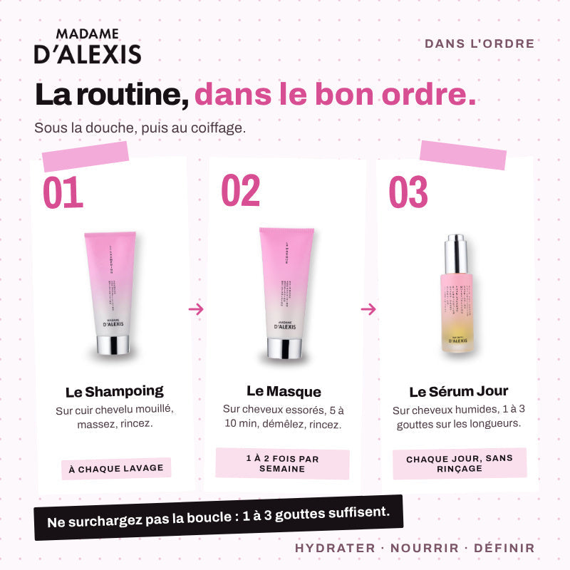 Routine Cheveux Bouclés : Shampoing, Masque & Sérum aux Hydrolats Madame d'Alexis