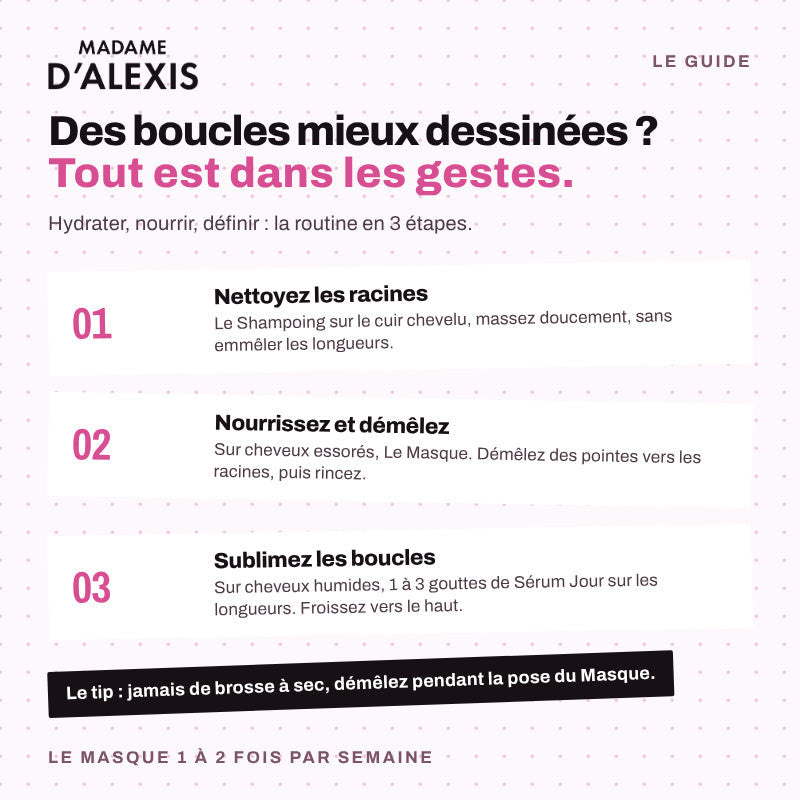 Routine Cheveux Bouclés : Shampoing, Masque & Sérum aux Hydrolats Madame d'Alexis