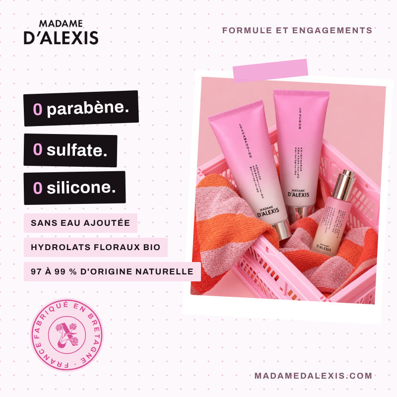 Routine Cheveux Gras : Scrub, Shampoing & Sérum Nuit aux hydrolats bio Madame d'Alexis