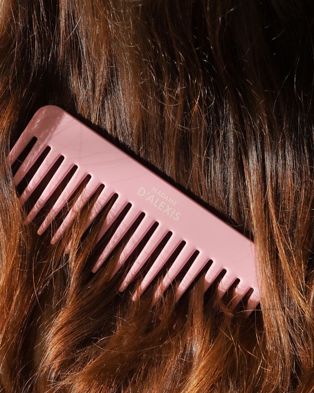 Pink Wide Tooth Detangling Comb - Wide teeth, cellulose acetate MADAME D'ALEXIS