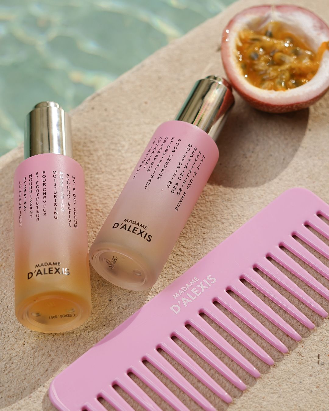 Pink Wide Tooth Detangling Comb - Wide teeth, cellulose acetate MADAME D'ALEXIS