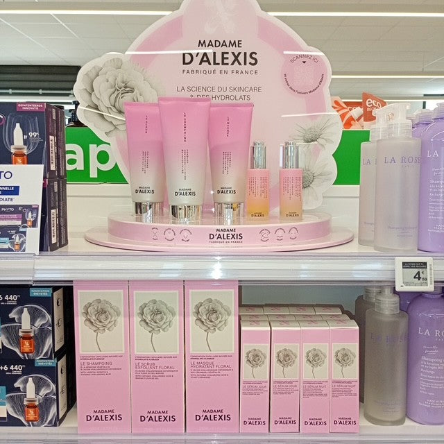 PLV de comptoir Madame d’Alexis en pharmacie